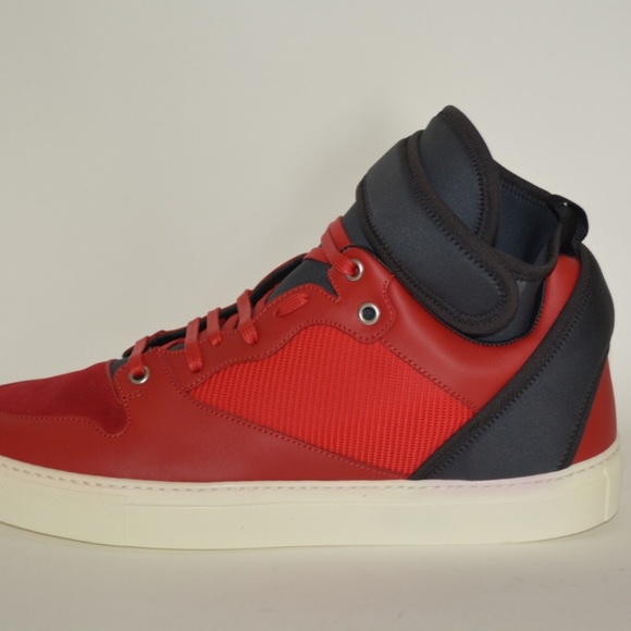 NWT BALENCIAGA MENS NEOPRENE STRAP HITOP LEATHER SNEAKERS - Picture 2 of 10